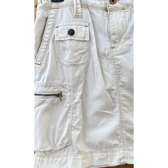 VTG Polo Jeans Co Cargo Skirt Sz 2 Cream Contrast Stitching Y2K Preppy Utility - Picture 2 of 6